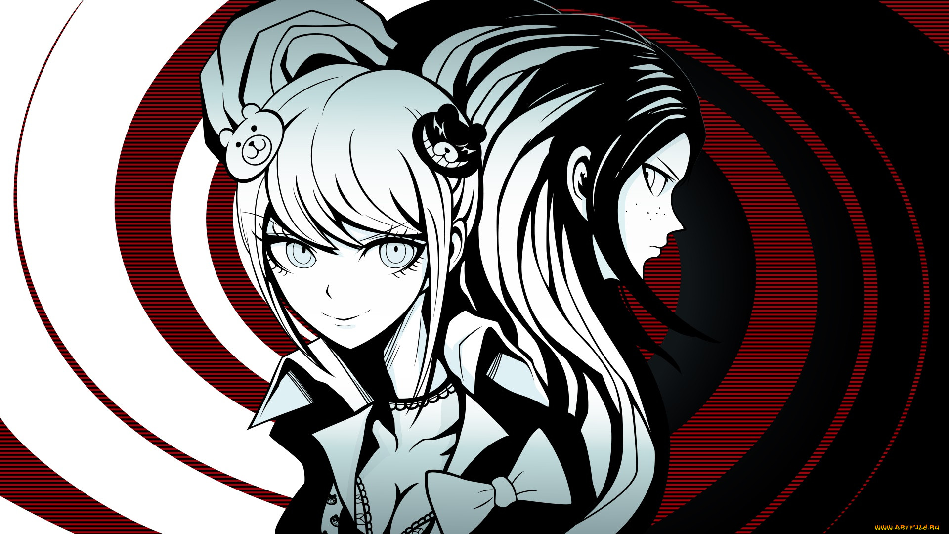 Обои Аниме Danganronpa, обои для рабочего стола, фотографии аниме,  danganronpa, взгляд, девушка, фон Обои для рабочего стола, скачать обои  картинки заставки на рабочий стол.